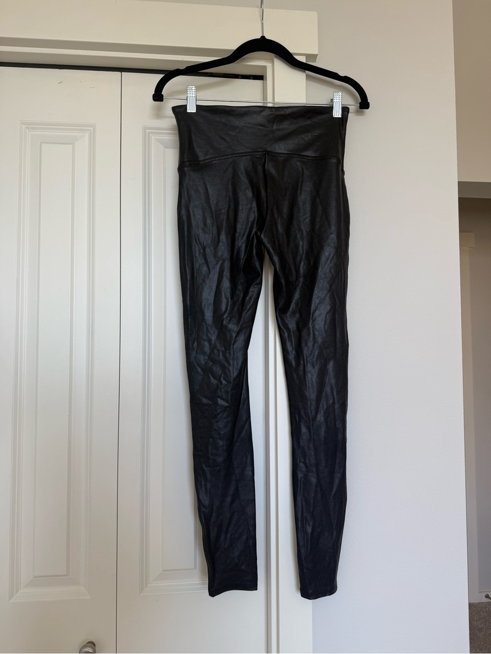 SPANX High-Waist Faux Leather Leggings in Black